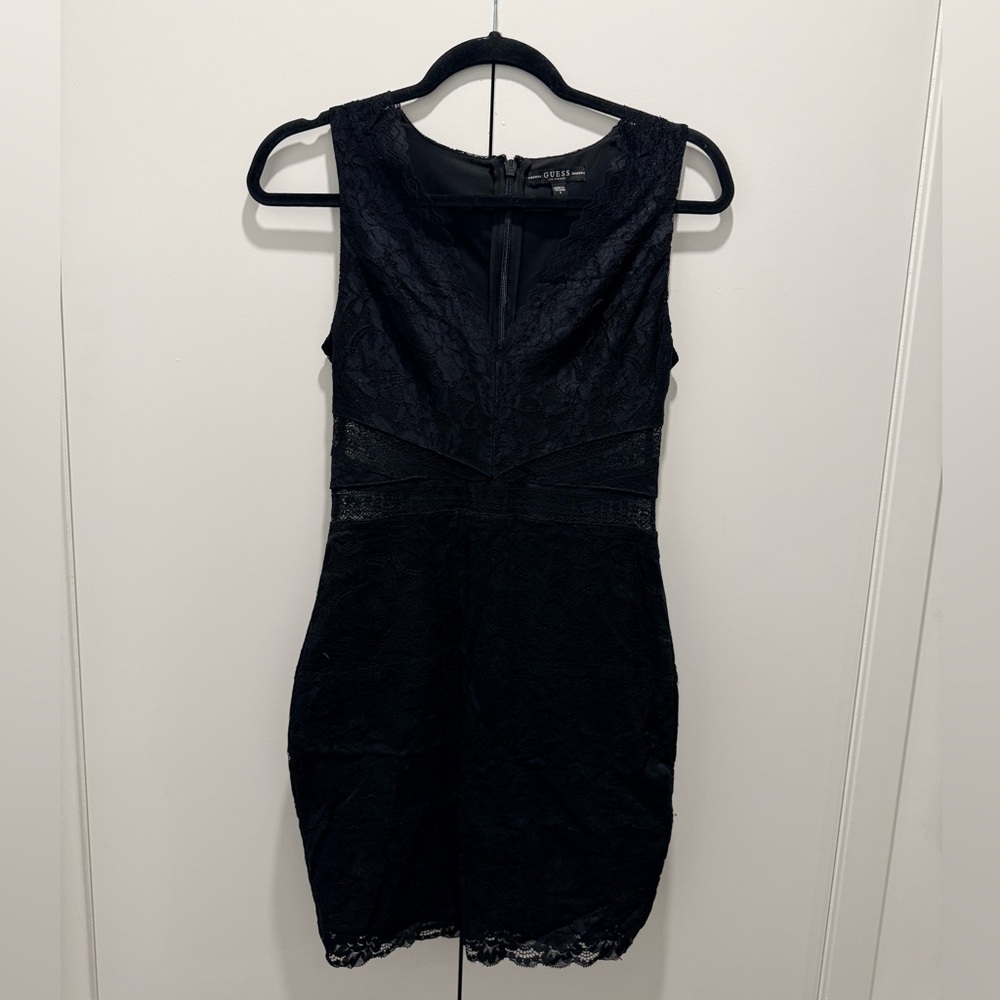 Guess Lace Shear Dress in Black